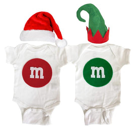 Merry Christmas - M and M's Baby Bodysuit Combo - Red & Green