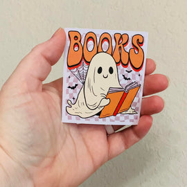 Retro Orange Books-Creepy Reader Stickers/Magnet