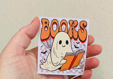 Retro Orange Books-Creepy Reader Stickers/Magnet