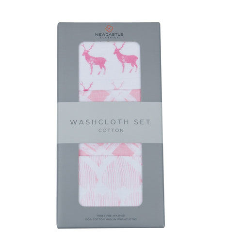 Pop of Pink Cotton Washcloth Set 3PK